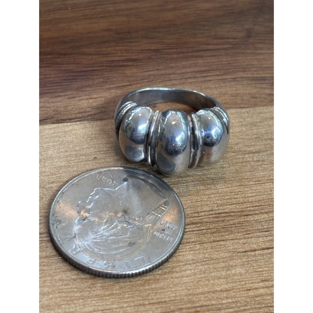 Vintage Modernist Ribbed Sterling Silver Dome Ring Size 5.5 - Picture 6 of 7